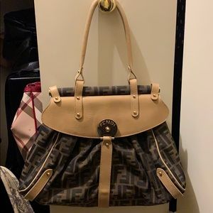 Gently Used Fendi Handbag with Beige Leather